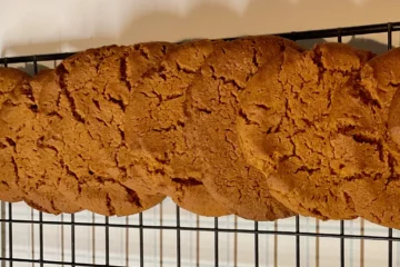 Fresh-baked ginger snap cookies cooling on wire rack, symbolizing choosing rest over productivity during the holiday season